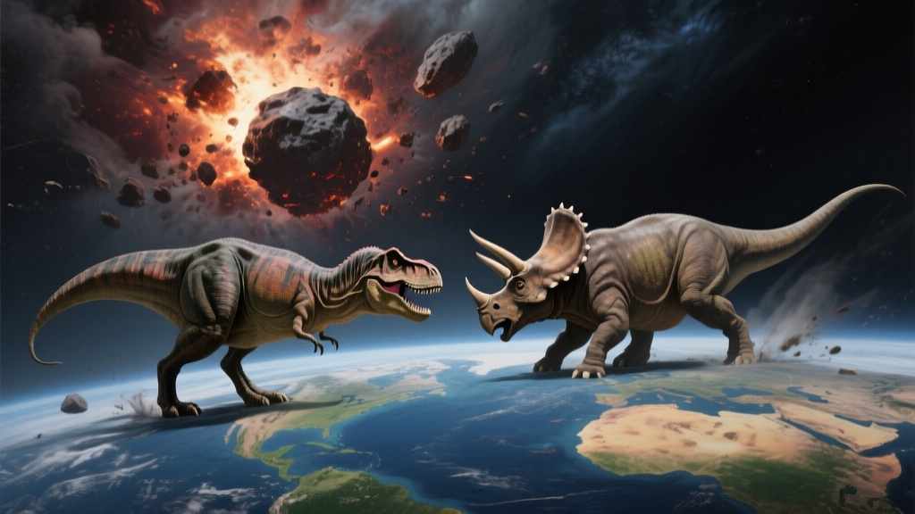 Dva dinosaura se spajaju da bi pobjegli meteoru, ili tako barem misle